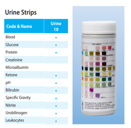 Ταινίες μέτρησης ούρων 10 παραμέτρων Urine
