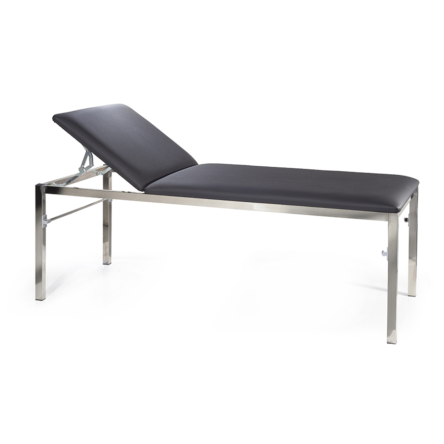 Examination bed with stainless steel frame (inox) - straight headrest