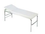Examination bed with straight headrest