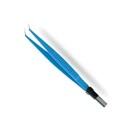 Bipolar diathermy forceps curved 15cm 1mm point