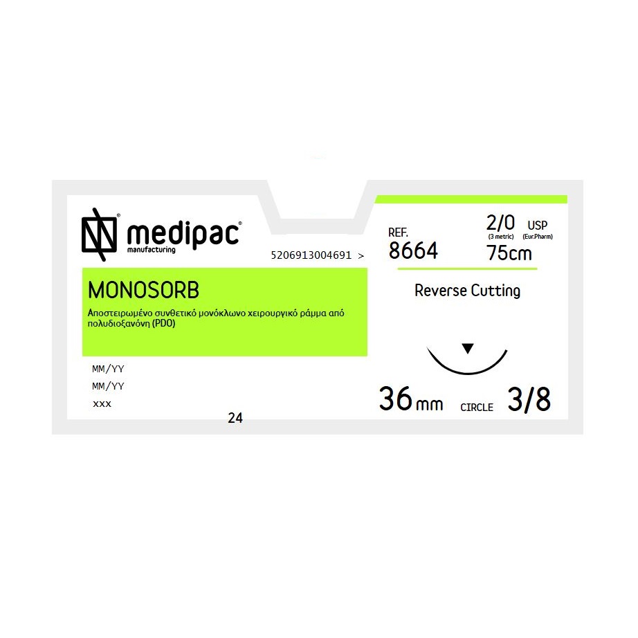 Monosorb Sutures 2/0 8664 - 36mm