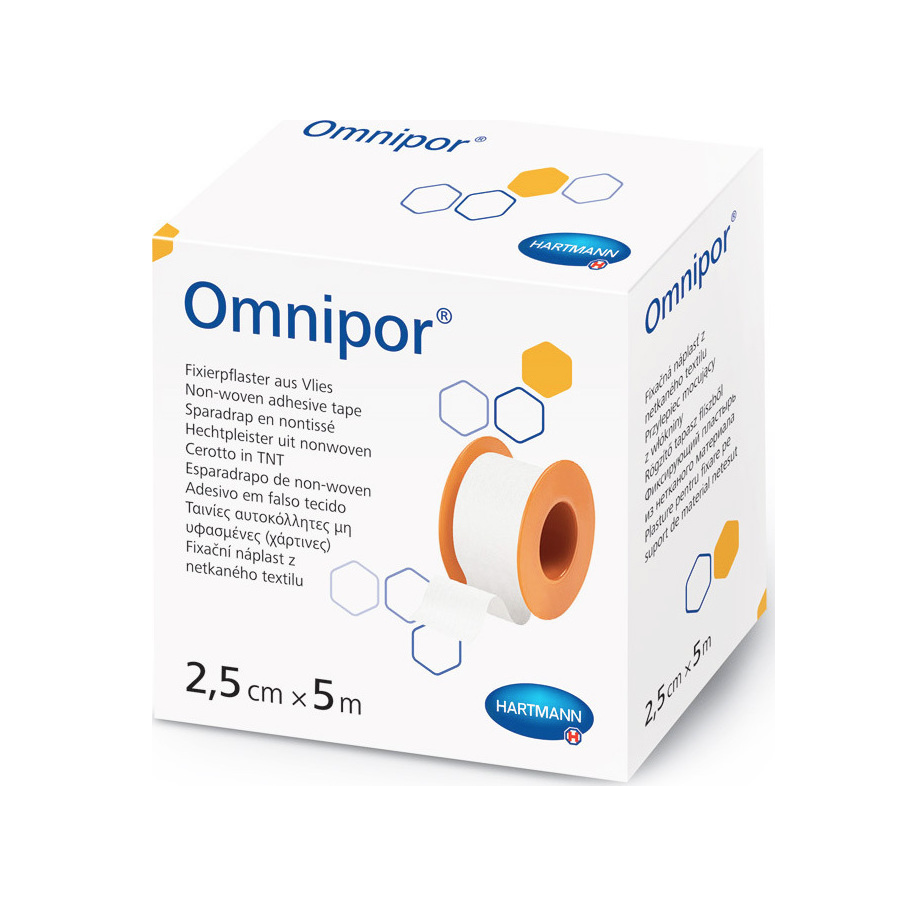 Fixing tapes made of white non-woven material Omnipor 5m